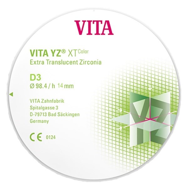 VITA YZ XT Color - экстра транслюцентный диоксид циркония, окрашенный, цвет D3, 98,4х14 мм EDCYX6981450 - фото 516194