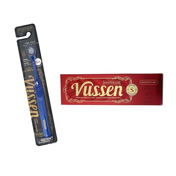 Комплект зубная паста Vussen S + щетка Vussen "Double-Wide", синяя packTPA0044_BLUE - фото 516528