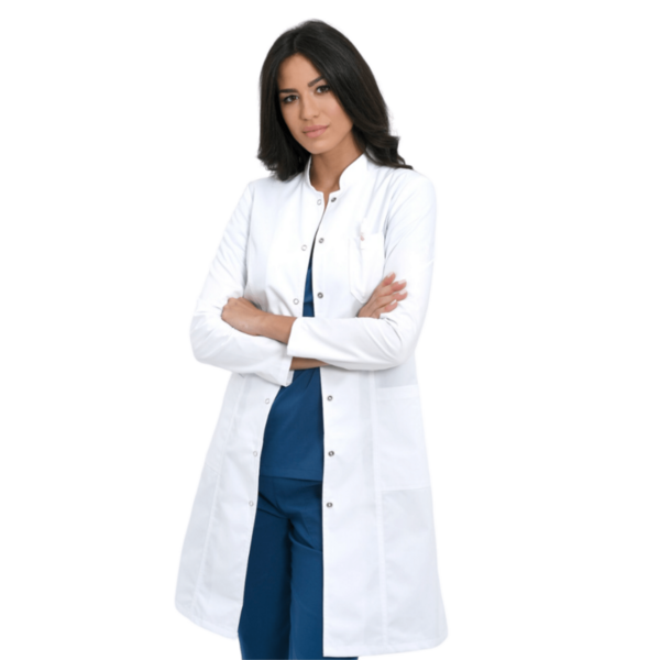 Халат женский BS813 на кнопках, белый, 50 BS813-WHT-50 - фото 519874