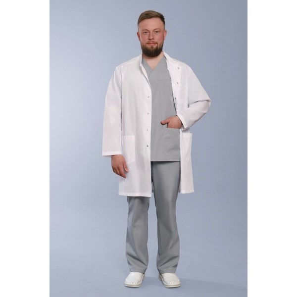 Халат мужской 550, длинный рукав, белый, 50 DOCTOR-BIG-5-50-01-4-50 - фото 523591