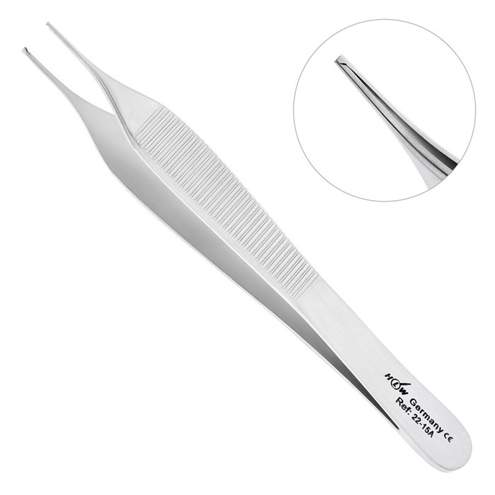 Пинцет ультратонкий Micro-Adson, 12 см, 22-15A* 22-15A - фото 527379