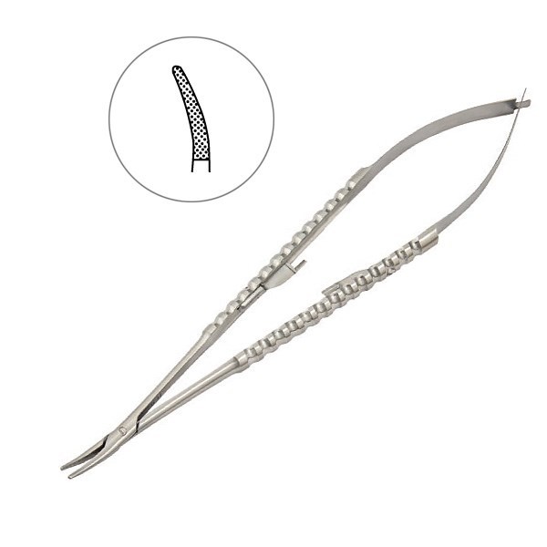 Иглодержатель хирургический изогнутый Micro-Nadelhalter , 18 см, 40-96D* 40-96D - фото 527603