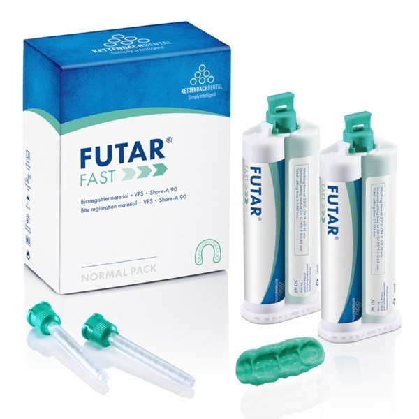 Futar Fast (Normal pack) - материал для регистрации прикуса (А-силикон), 2x50 мл + 6 смесителей (зеленых) 11926 - фото 531336