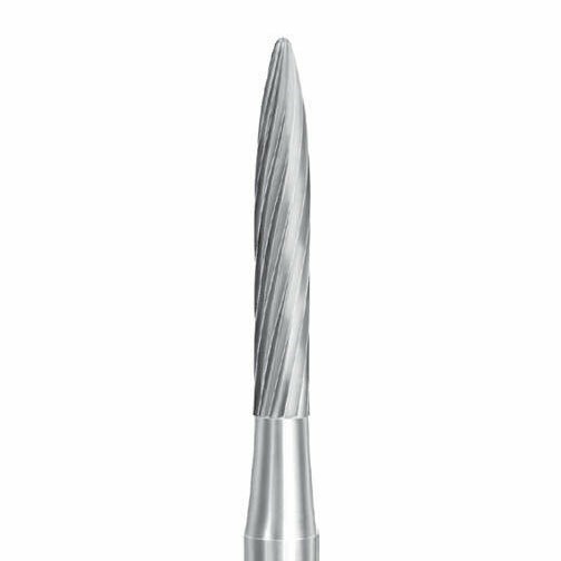 Финишный твердосплавный бор CF 48 LB, пламевидный, удлиненный, турбинный наконечник, D=1.2 мм, L=8.0 мм, красный + фиолетовый CF-48-LB-314.012 - фото 531901