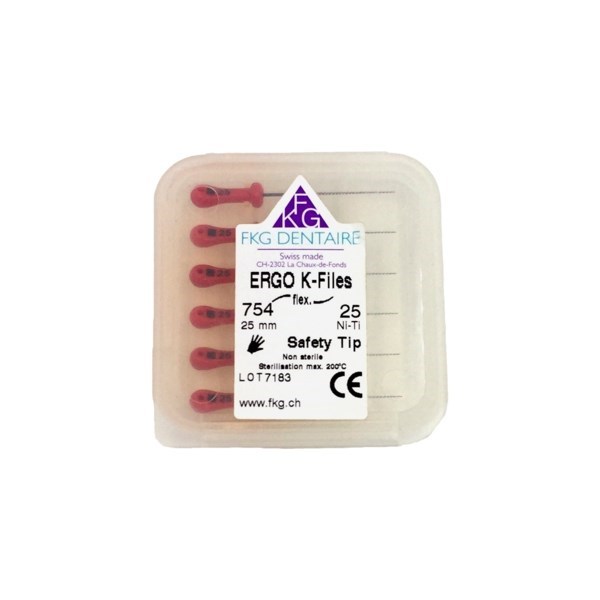 ERGOFLEX K Ni-Ti - ручные никель-титановые файлы, эргономичная ручка, 25 мм, №25 7542525CL - фото 533625