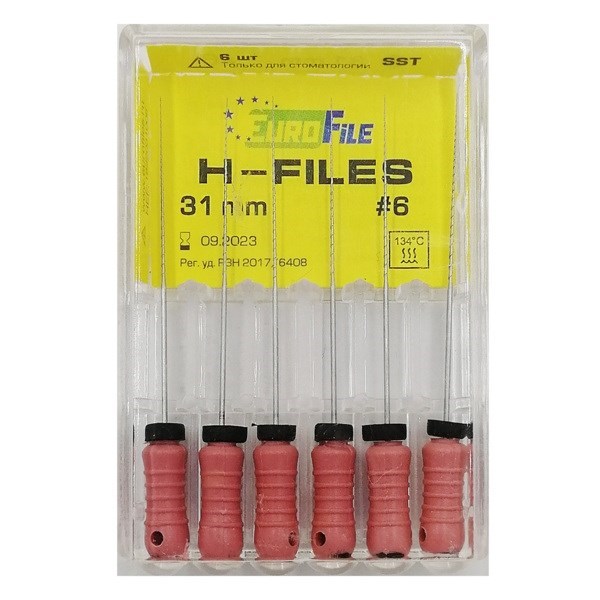 H-Files - ручные файлы, 31 мм, №06, сталь, 6 шт 1832031006-/-18302031006 - фото 533746