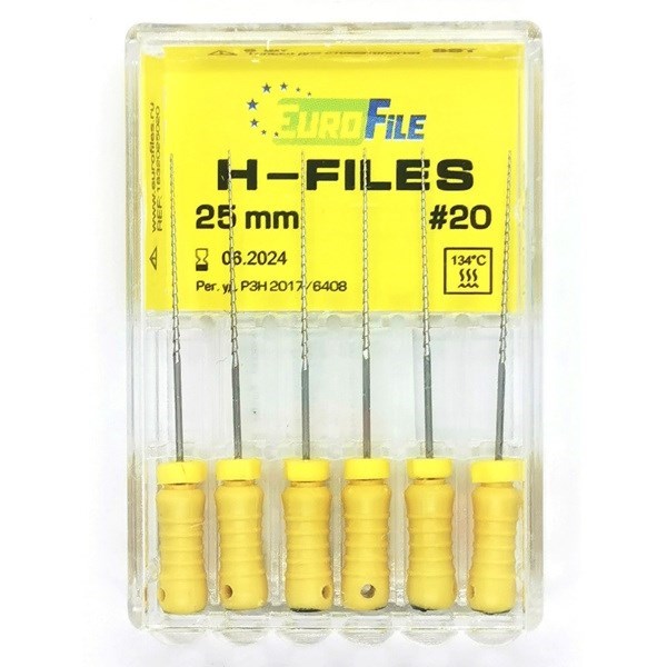 H-Files - ручные файлы, 25 мм, №20, сталь, 6 шт 1832025020-/-18302025020 - фото 533751