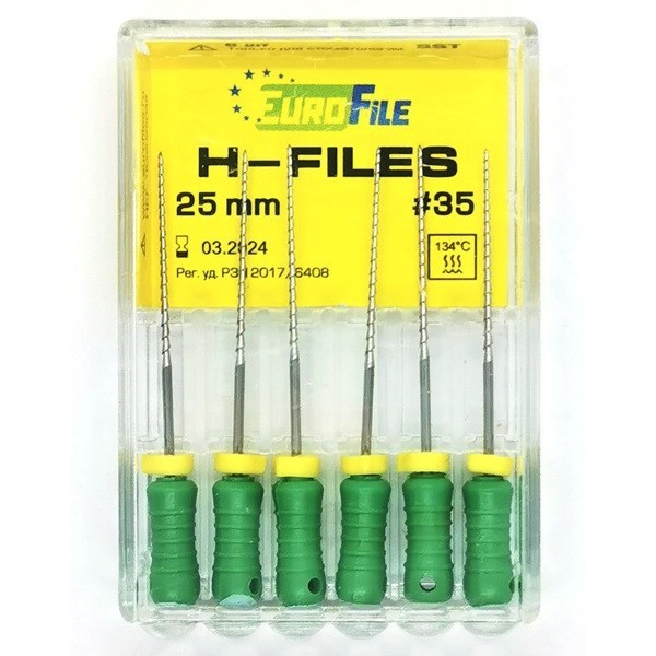 H-Files - ручные файлы, 25 мм, №35, сталь, 6 шт 1832025035-/-18302025035 - фото 533756