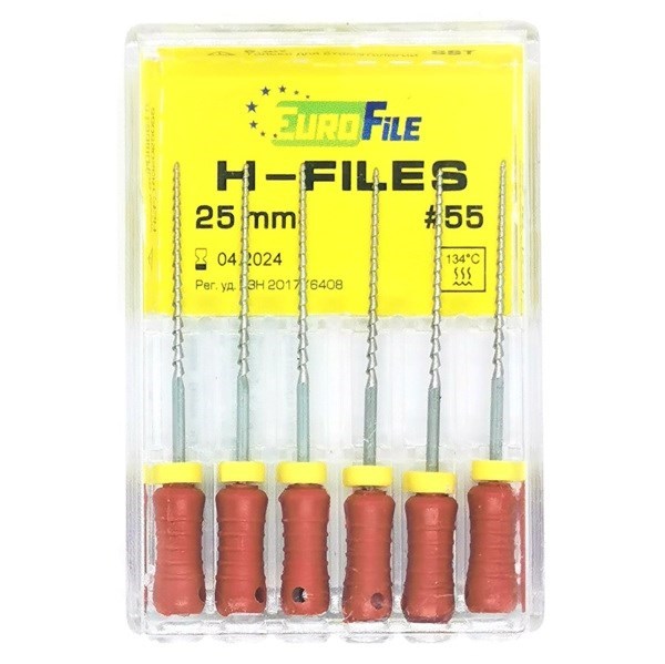 H-Files - ручные файлы, 25 мм, №55, сталь, 6 шт 1832025055-/-18302025055 - фото 533758