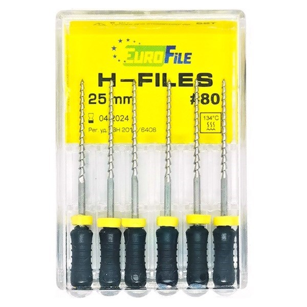 H-Files - ручные файлы, 25 мм, №80, сталь, 6 шт 1832025080-/-18302025080 - фото 533762