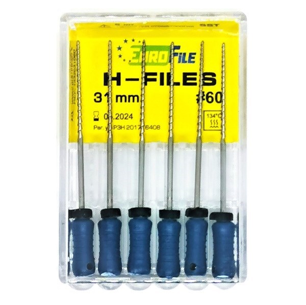 H-Files - ручные файлы, 31 мм, №60, сталь, 6 шт 1832031060-/-18302031060 - фото 533767