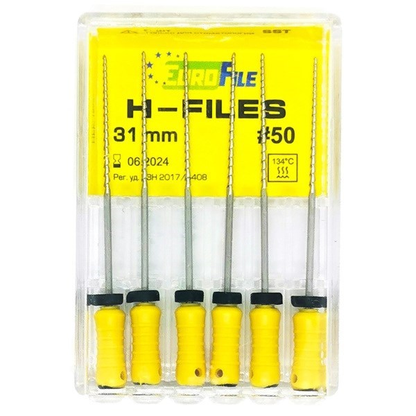 H-Files - ручные файлы, 31 мм, №50, сталь, 6 шт 1832031050-/-18302031050 - фото 533768