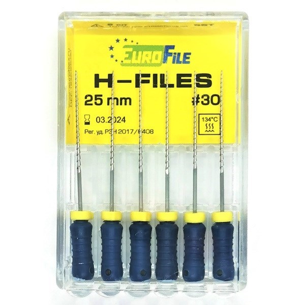 H-Files - ручные файлы, 25 мм, №30, сталь, 6 шт 1832025030-/-18302025030 - фото 533771