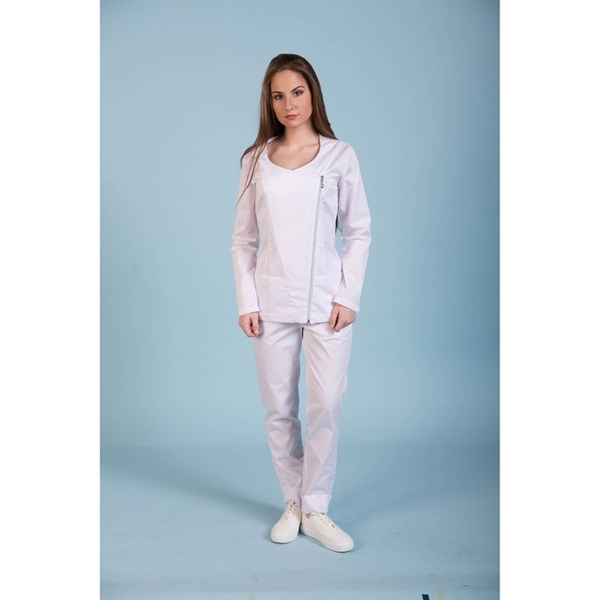 Туника женская с косой молнией, белый, 42 DRN135-WHT-42 - фото 540646