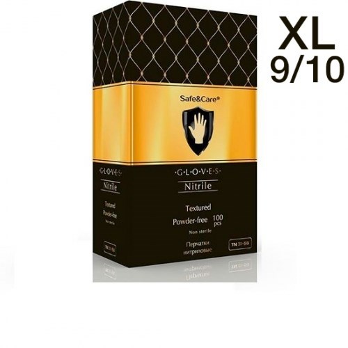 ПЕРЧАТКИ НИТРИЛОВЫЕ SAFE&CARE XL, ЧЕРНЫЕ (9/10) СМОТРОВЫЕ, 100 ШТ. 1231912316 - фото 545861