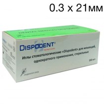 Иглы карпульные (0,3x21 мм) 30GS стерильные, (100 шт) зеленые. Dispodent 1231912243