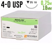 Резолон 4-0 USP, 0.75 м, 18 мм, 36шт, синий 1231915021