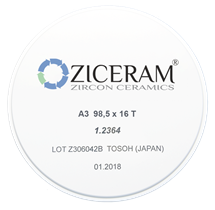 Заготовки диоксида циркония ZICERAM с оттенком А3 98,5 x16T, транслюцентные A398-5x16T