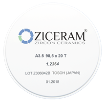 Заготовки диоксида циркония ZICERAM с оттенком А35 98,5 x20T, транслюцентные A3.598-5x20T
