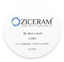 Заготовки диоксида циркония ZICERAM с оттенком В2 98,5 x14HT, супертранслюцентные B298-5x14HT
