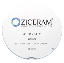 Заготовки диоксида циркония ZICERAM с оттенком А1 95 x14T, транслюцентные. A195x14T