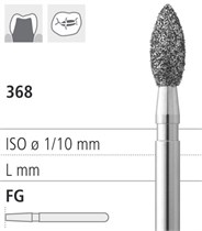 Боры стоматологические алмазные FG 368/012, зол., 6шт. ISO код 314257514012, арт: FG254/6 GB FG254/6GB