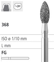 Боры стоматологические алмазные FG 368/023, зел., 1шт. ISO код 314257534023, арт: FG255/1 C FG255/1C