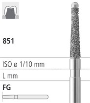 Боры стоматологические алмазные FG 851/017, 6шт. ISO код 314219524017, арт: FG19A/6 FG19A/6