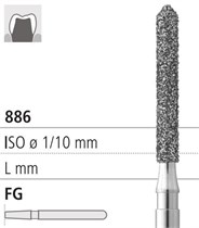 Боры стоматологические алмазные FG 886/016, 6шт. ISO код 314131524016, арт: FG124L/6 FG124L/6