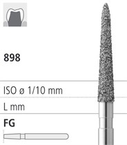 Боры стоматологические алмазные FG 898/014, черный, 6шт. ISO код 314586544014, арт: FG101/6 CB FG101/6CB