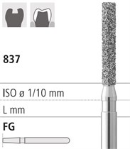Боры стоматологические алмазные FG 837/012, черный., 1 шт. ISO код, арт: FG314S/1 CB FG314S/1CB