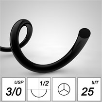 Шовный материал Полиамид NA 3/0 mono T 20 mm 1/2 75 cm (25 шт), PA3T2012-25-75 PA3T2012-25-75