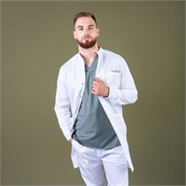 Халат мужской на кнопках TZ810, белый, 62 TZ810-WHT-62