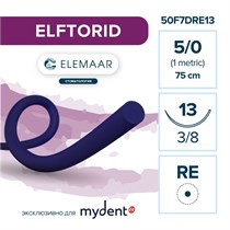 Шовный материал ELFTORID 5/0 (12 шт, 75 см, 3/8, 13 мм, колющая с квадратным телом) 50F7DRE13