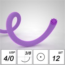 Шовный материал Лактисорб A 4/0 braided K 20 mm 3/8 75 cm (12 шт), PGL4K2038-12-75 PGL4K2038-12-75