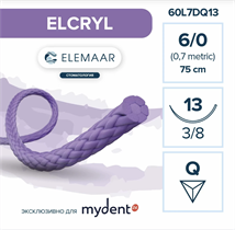 Шовный материал ELCRYL 6/0 (12 шт, 75 см, 3/8, 13 мм, обратно-режущая) 60L7DQ13