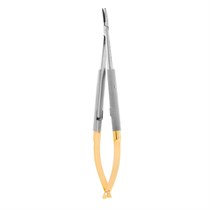 Иглодержатель микрохирургический CastroviejoGomel TC изогнутый, 14 см, карбит вольфрамовые вставки (5-0, 6-0, 70) 20-17*