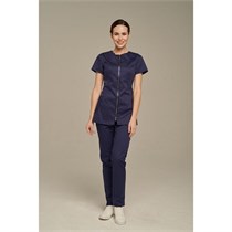 Туника женская на молнии, без воротника, синий, 50 DRN145-BLU-50
