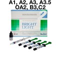 Bright Light НАБОР: 7 шприца х4,5г. (А1,А2,А3,А3,5,OA2,В3,С2), Etching gel 3мл., Single bonding 3мл., принадлежности, DMP 1231912819 - фото 440033