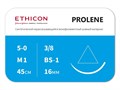 Шовный материал PROLENE (Пролен) 5/0, игла режущая 16 мм, окружность 3/8, нить 45 см синяя 12 шт/упак W527 - фото 469465