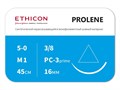 Пролен 5/0, П-режущая, 16мм, 3/8окр, 45см, 24 шт., ETHICON (США) W8006Т - фото 494356