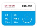 Пролен 75 смW295 Пролен 2/0, колющая игла 30 мм х 2, 75 см, 1/2окр, ETHICON (США) W295 - фото 494357