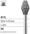 Боры стоматологические алмазные FG 811L/037, зел., 1шт. ISO код 314039534037, арт: FG241/1 C FG241/1C - фото 502438