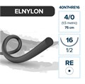 Полиамид ELNYLON — нерассасывающаяся нить, 1/2, колющая игла с квадратным телом 16 мм, толщина 4/0 (1,5), 75 см, 12 шт 40N7HRE16 - фото 503818
