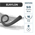 Полиамид ELNYLON — нерассасывающаяся нить, 1/2, колющая игла 16 мм, толщина 5/0 (1), 75 см, 12 шт 50N7HR16 - фото 503832