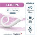 Политетрафторэтилен ELTETRA — нерассасывающаяся нить, 3/8, обратно-режущая игла 16 мм, толщина 4/0 (1,5), 45 см, 12 шт 40T4DQ16 - фото 503852