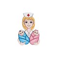 Значок "Акушерка с детками", брюнетка AW_M23(br) - фото 542298