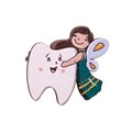 Значок "Зубная фея" брюнетка, зеленое платье AW_M9-(br_green) - фото 542389